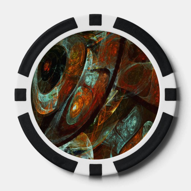 Time Split Abstract Art Poker Chips (Front)
