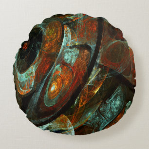 Time Split Abstract Art Round Pillow