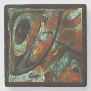 Time Split Abstract Art Stone Coaster