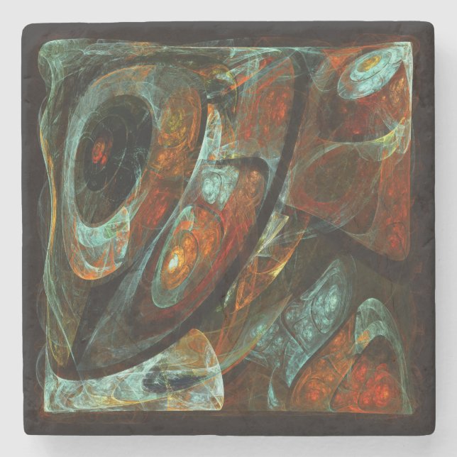 Time Split Abstract Art Stone Coaster (Front)