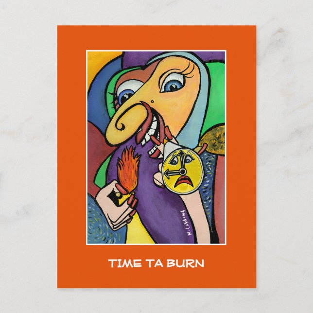 Time Ta Burn On Orange  - Time Pieces Postcard (Front)