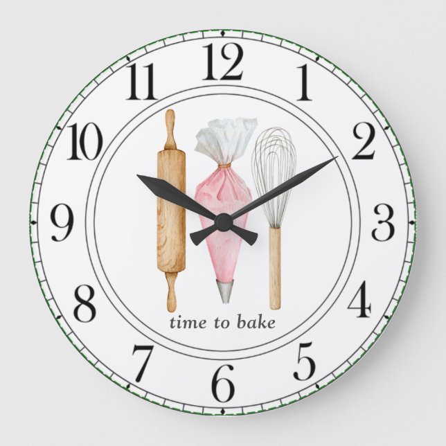 Time To Bake Baker's Tools Baker's Large Clock (Front)