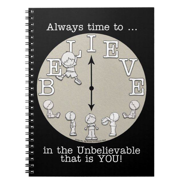 Time To Believe-Little Boy and Clock Notebook (Front)