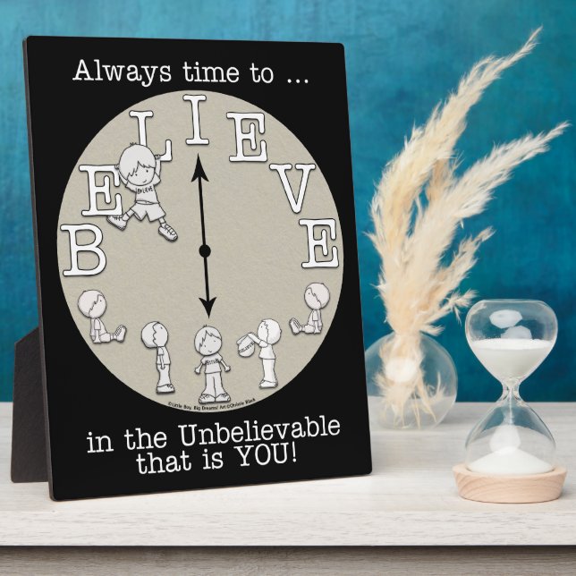 Time To Believe-Little Boy and Clock Plaque (Side)