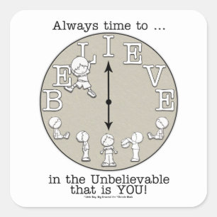 Time To Believe-Little Boy and Clock Square Sticker