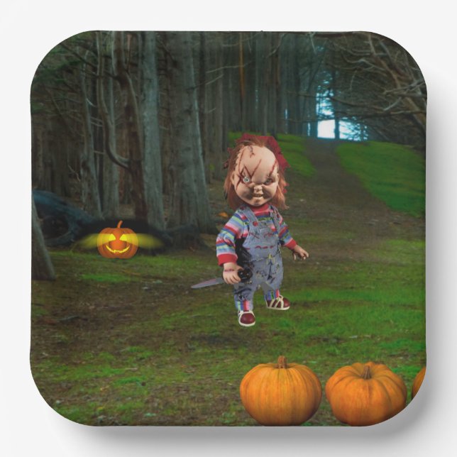 Time to carve the pumpkins. paper plate (Front)