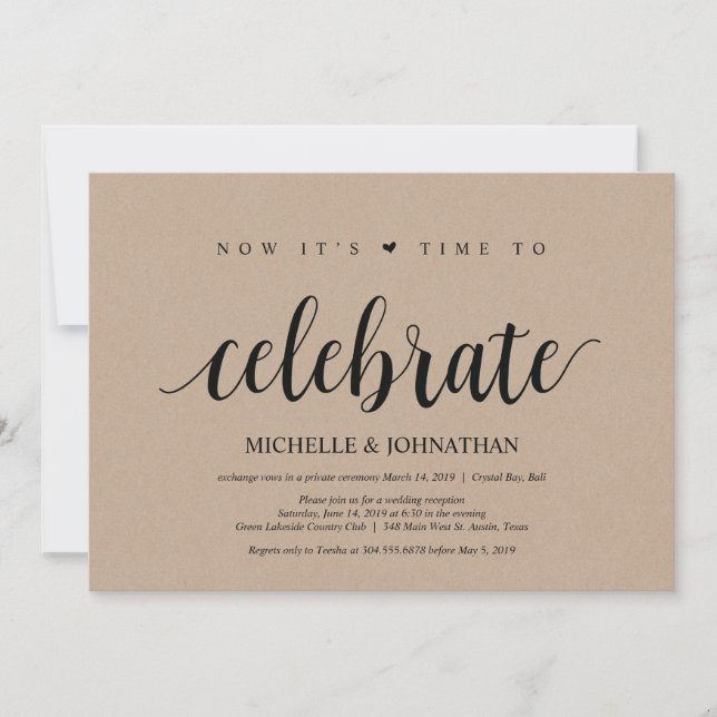 time to celebrat wedding elopement invites (Front)