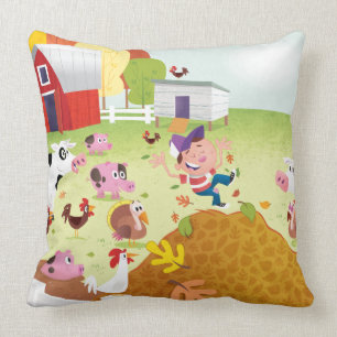 Time to Count - Farmyard Throw Pillow