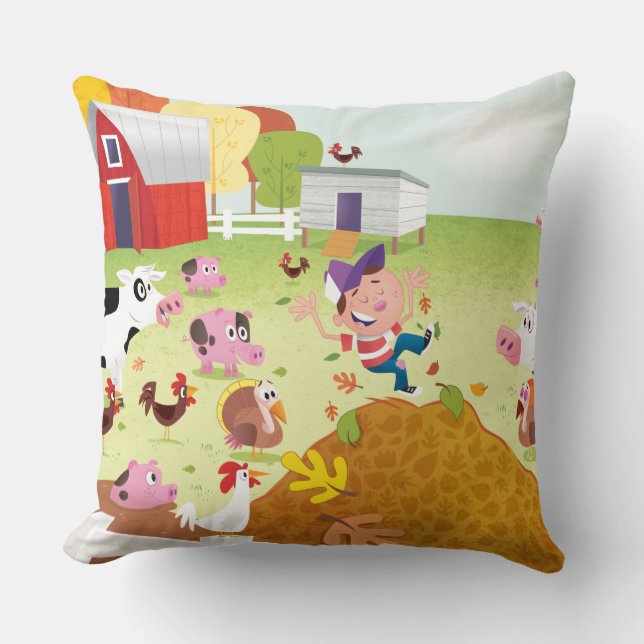 Time to Count - Farmyard Throw Pillow (Front)