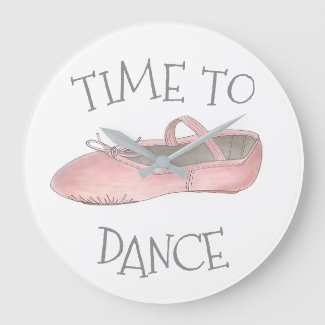 Time to Dance Ballet Shoe Studio Ballerina Teacher Large Clock (Front)