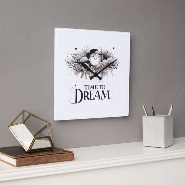 Time to Dream Square Wall Clock (Office)