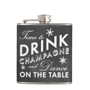 Time to Drink Champagne Chalkboard Holiday Flask