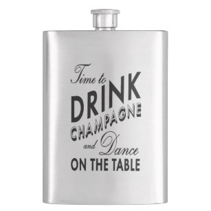 Time to Drink Champagne Classic Flask