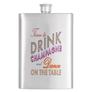 Time to Drink Champagne Colourful Classic Flask