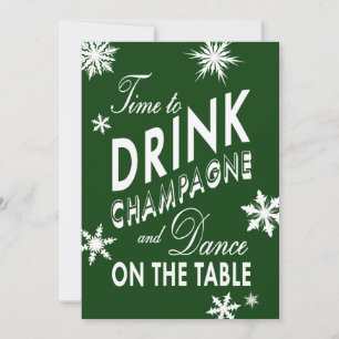 Time to Drink Champagne Corporate Green Invitation
