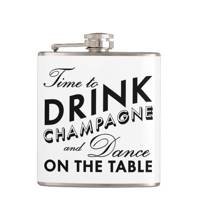 Time to Drink Champagne Flask (Front)