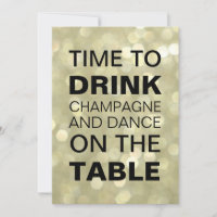 Time to Drink Champagne Gold Holiday Invitation