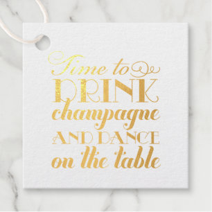 Time to Drink Champagne Gold Monogram Favour Tags