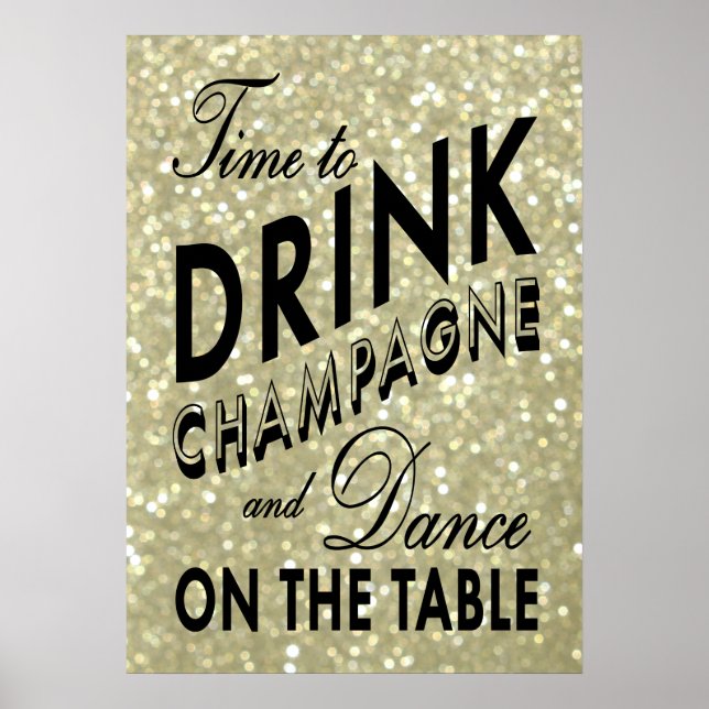 Time to Drink Champagne Gold Poster (Front)