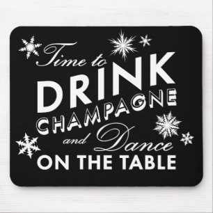Time to Drink Champagne Holiday Black Mouse Pad