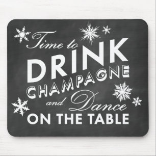 Time to Drink Champagne Holiday Chalk Mouse Pad