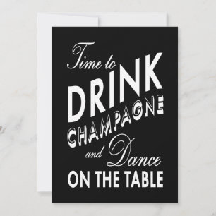 Time to Drink Champagne Holiday Invite (black)