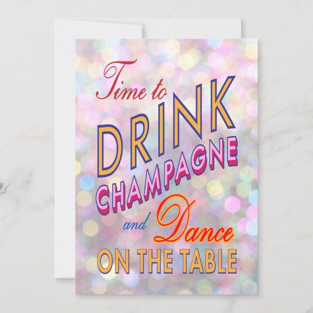 Time to Drink Champagne in Colour Holiday Invite (Front)