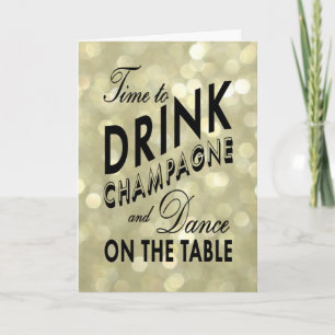 Time to Drink Champagne on Gold Holiday Card