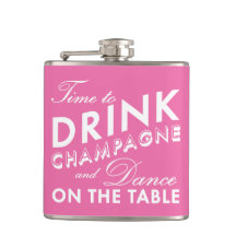 Time to Drink Champagne Pink & White Flask