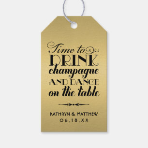 Time to Drink Champagne Quote Wedding Monogram Gift Tags