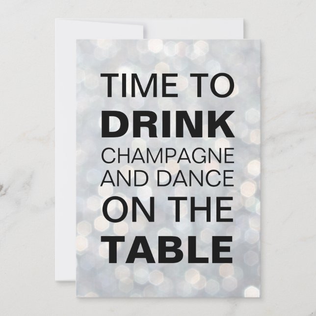 Time to Drink Champagne Silver Holiday Invitation (Front)