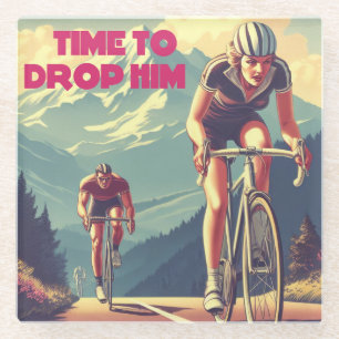 Time To Drop Him Cycling Glass Coaster