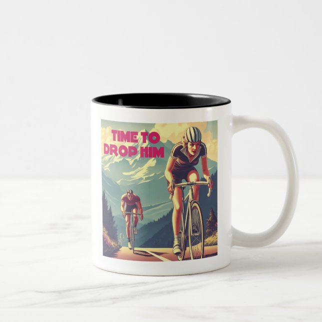 Time To Drop Him Cycling Two-Tone Coffee Mug (Right)
