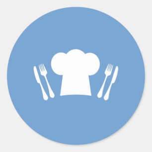 Time to Eat! Chef Hat, Knife and Fork Classic Round Sticker