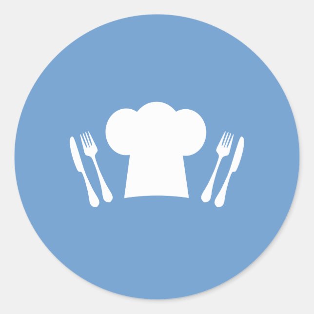 Time to Eat! Chef Hat, Knife and Fork Classic Round Sticker (Front)