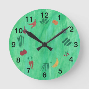 Time to Eat More Fruits and Vegetables Wall Clock
