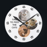 "Time To Feed the Cat" Cat Lovers Personalized Round Clock<br><div class="desc">Whether is one or more cats,  this personalized clock will remind you that it's always time to feed the cat(s).</div>