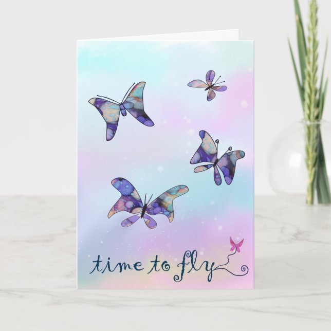 Time to fly buterfly holiday card (Front)