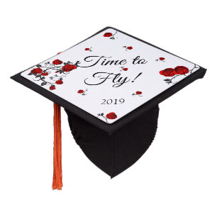 Time To Fly!   Rose Floral Graduation Cap Topper