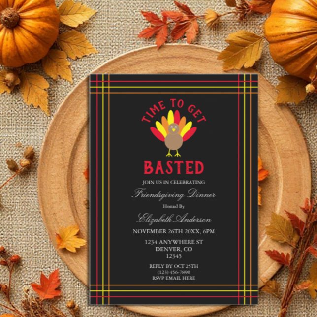 Time To Get Basted Friendsgiving Turkey Invitation (Creator Uploaded)