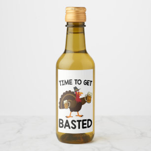 Time To Get Basted Funny Beer Turkey Thanksgiving  Wine Label