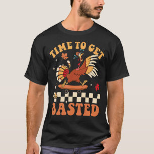 Time To Get Basted Groovy Retro Thanksgiving Autum T-Shirt