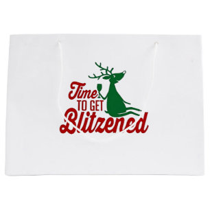 Time to Get Blitzened Christmas Reindeer Large Gift Bag