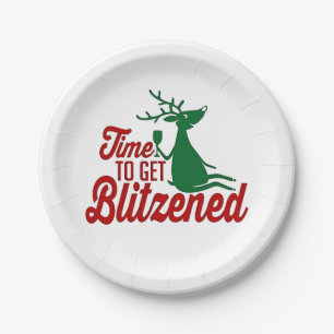 Time to Get Blitzened Christmas Reindeer  Paper Plate