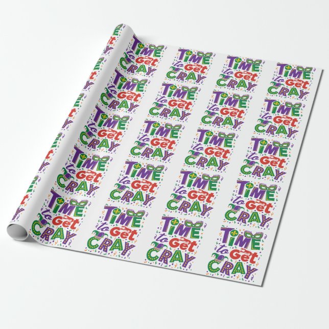 Time to Get Cray Crawfish Mardi Gras Wrapping Paper (Unrolled)