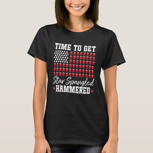 Time To Get Star Spangled Hammered 4th of July Bee T-Shirt (Front)