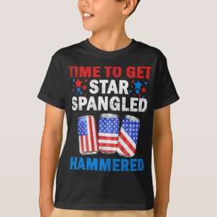 Time To Get Star Spangled Hammered Beer Usa Flag 4 T-Shirt