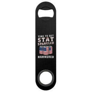 Time To Get Star Spangled Hammered Beer USA Flag Bar Key