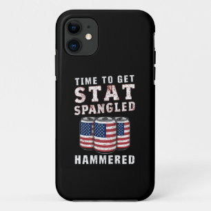 Time To Get Star Spangled Hammered Beer USA Flag iPhone 11 Case
