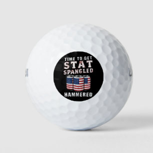 Time To Get Star Spangled Hammered Beer USA Flag Golf Balls